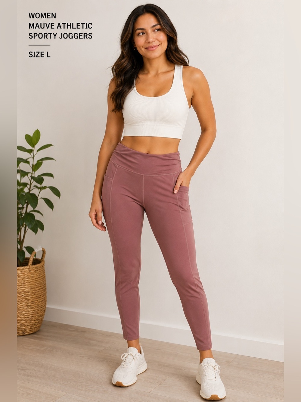 Women mauve athletic sporty gym workout joggers/size L